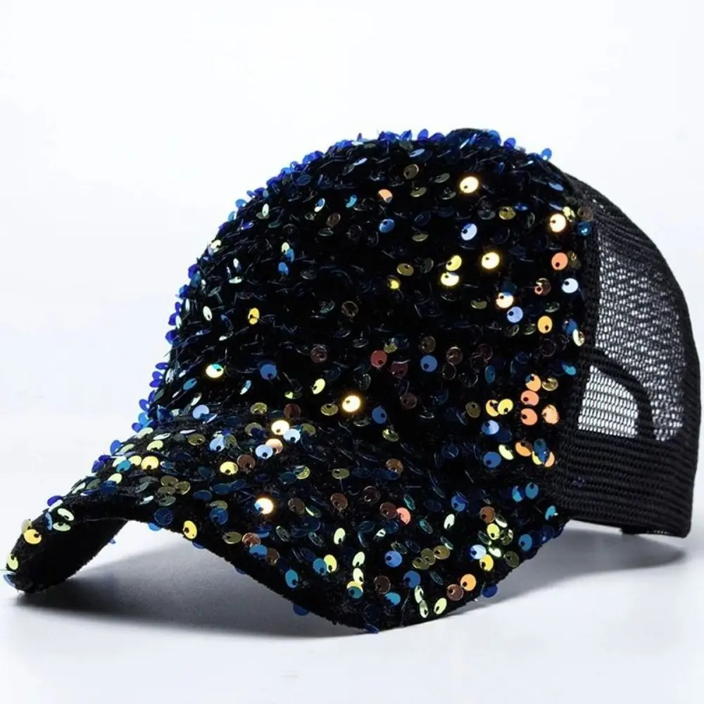 Korean Blingbling Sequins Baseball Cap Shiny Sunshade Sequin Baseball Hat Breathable Creative Sun Hat Role Play Prop