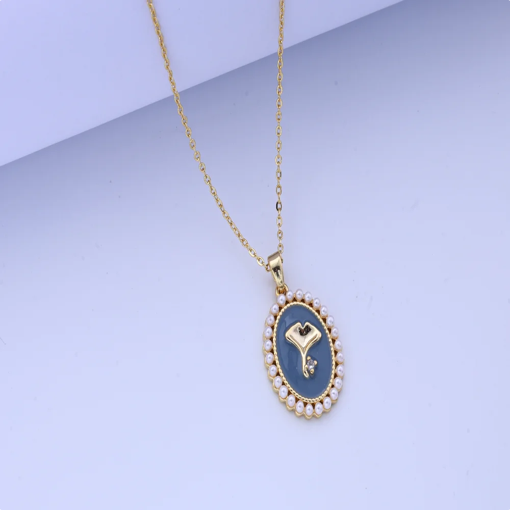 New oil painting style color-blocking three-dimensional inlaid necklace fashionable design new Chinese-style light luxury enamel
