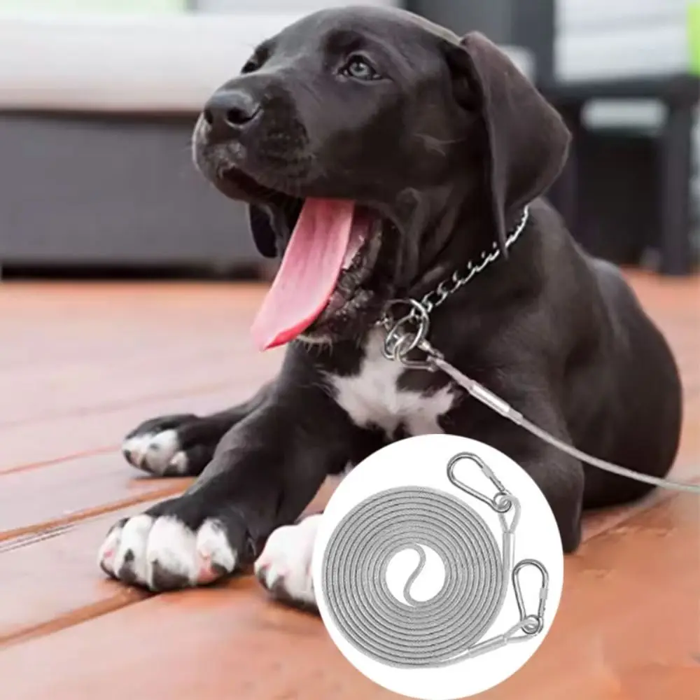 Multifunctional Double-headed Dog Tie Out Cable Anti-rust with Metal Buckle Clothesline Bite-proof Dogs Strap Training Dog