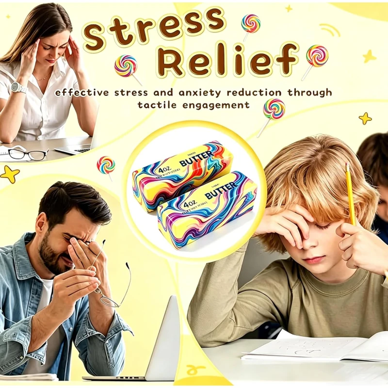 Bunte, langsam aufsteigende Butter-Squishies: Sensorisches Stressabbau-Spielzeug-Set – Weiche & dehnbare Quetschfiguren für Partygeschenke – Detail 5