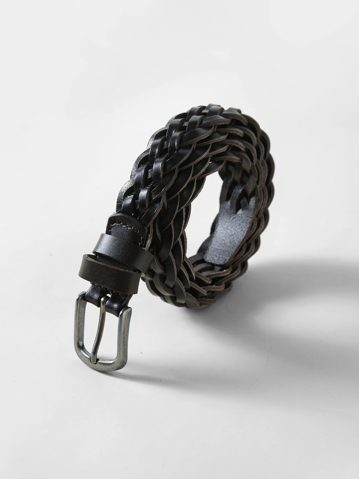 Women's Handwoven Cowhide Leather Belt - Braided Adjustable Waistband