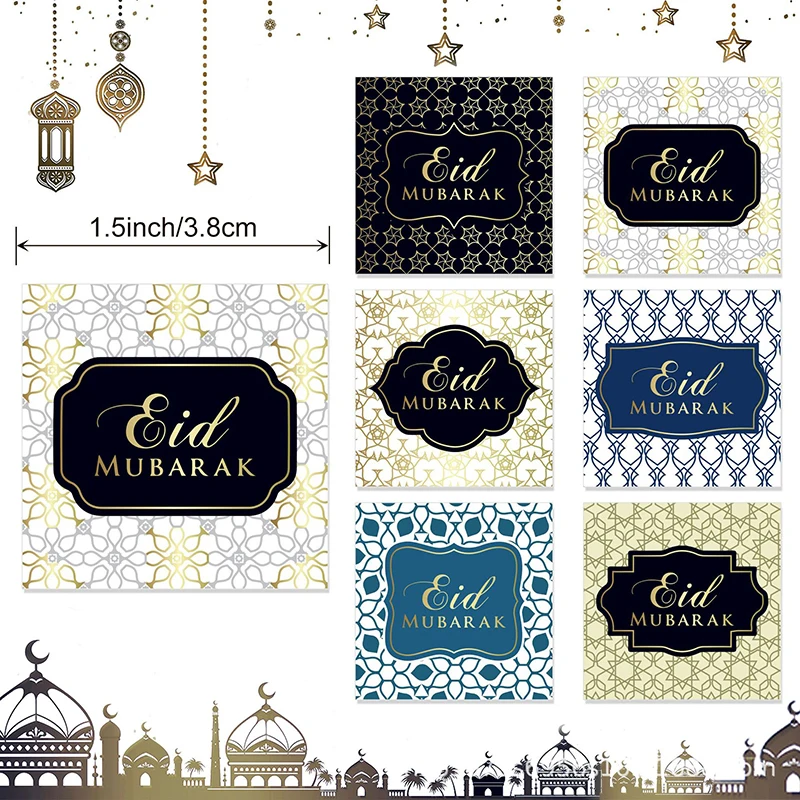 3.8 CM Ramadan Decoratie 2024 EID Mubarak Stickers Gift Bag Candy Box Seal Labels Ramadan Kareem Islamitische Moslim Party sticker