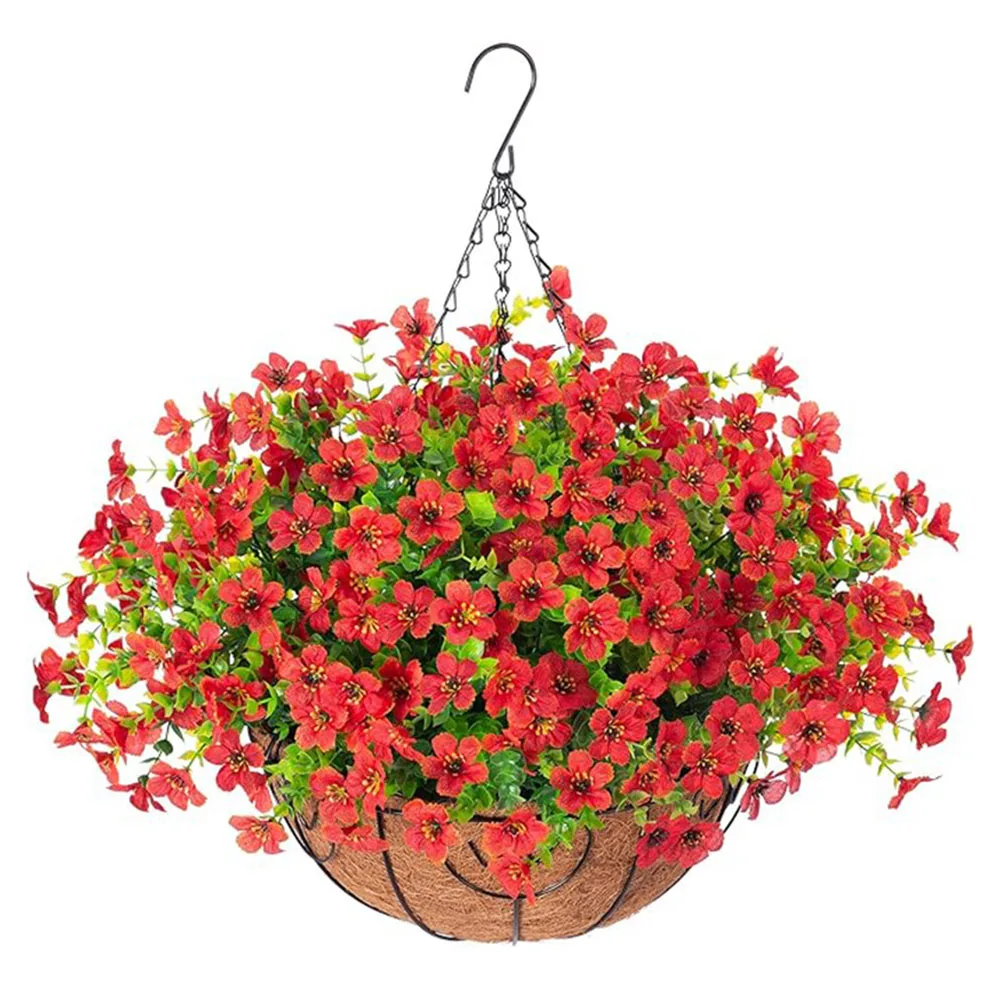 

10In Hanging Basket Flowers DIY Chain Flowerpot Coconut Palm Hanging Basket With Artificial Violet Home Wedding Decoration