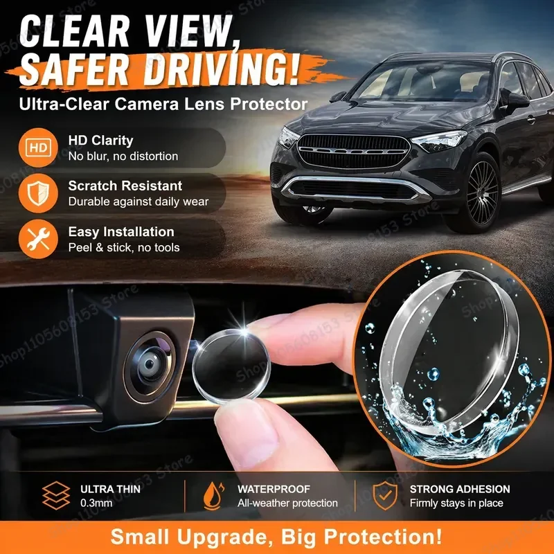 For Mercedes Benz GLC X253 X254 2015 2026 360 Degree Reverse Camera Lens Protector Anti Scratch PC Cover Stickers Set of 2