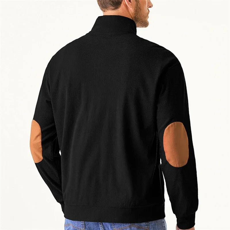 Men s Casual  Fit Crew Neck Long Sleeve Pullover Sweatshirt with Ribbed Cuffs and Hem in Solid Color