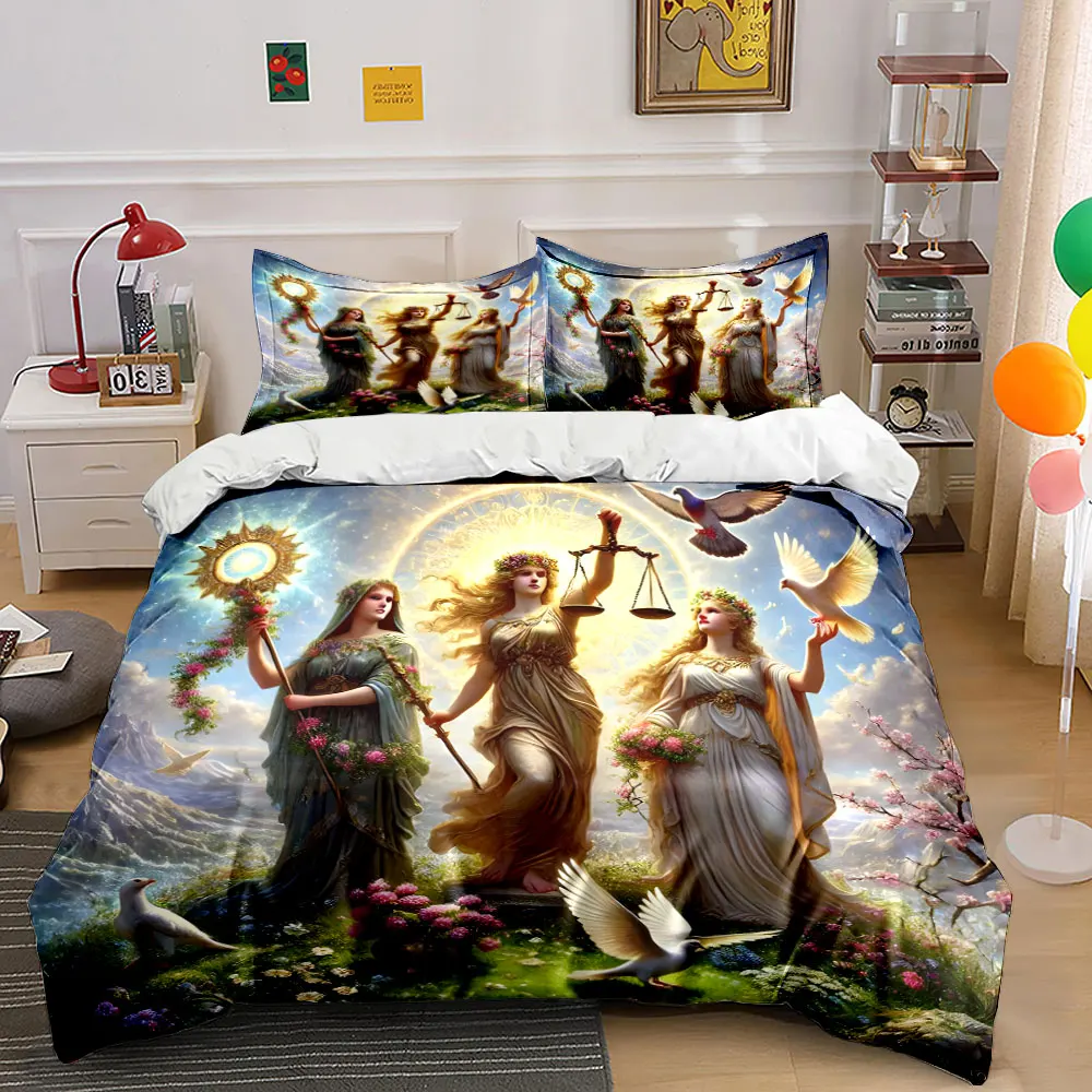

Goddess Figurines Set Home Decor Multiple sizes kid's and adults' bedroom Exquisite 3PC bedding set, gift