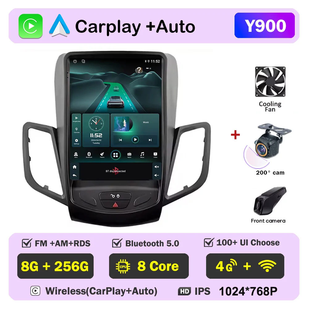 9.7"car Radio For Ford Fiesta MK 6 Ford Fiesta MK 7 2008 - 2019 Carplay Android Auto GPS Navigation Stereo Multimedia Player image 3