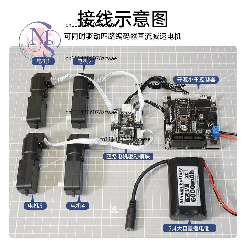 4-Channel Encoder Motor Driver Module for Electronic Competition, Onboard Voltage Regulator, Smart Car DIY