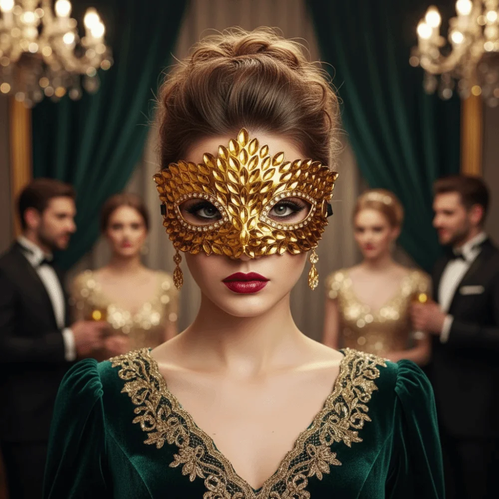 Carnival Visor Metallic Masquerade Mask Crowned Shiny Venetian Mask Textured Lightweight Party Eyemask Techno Rave