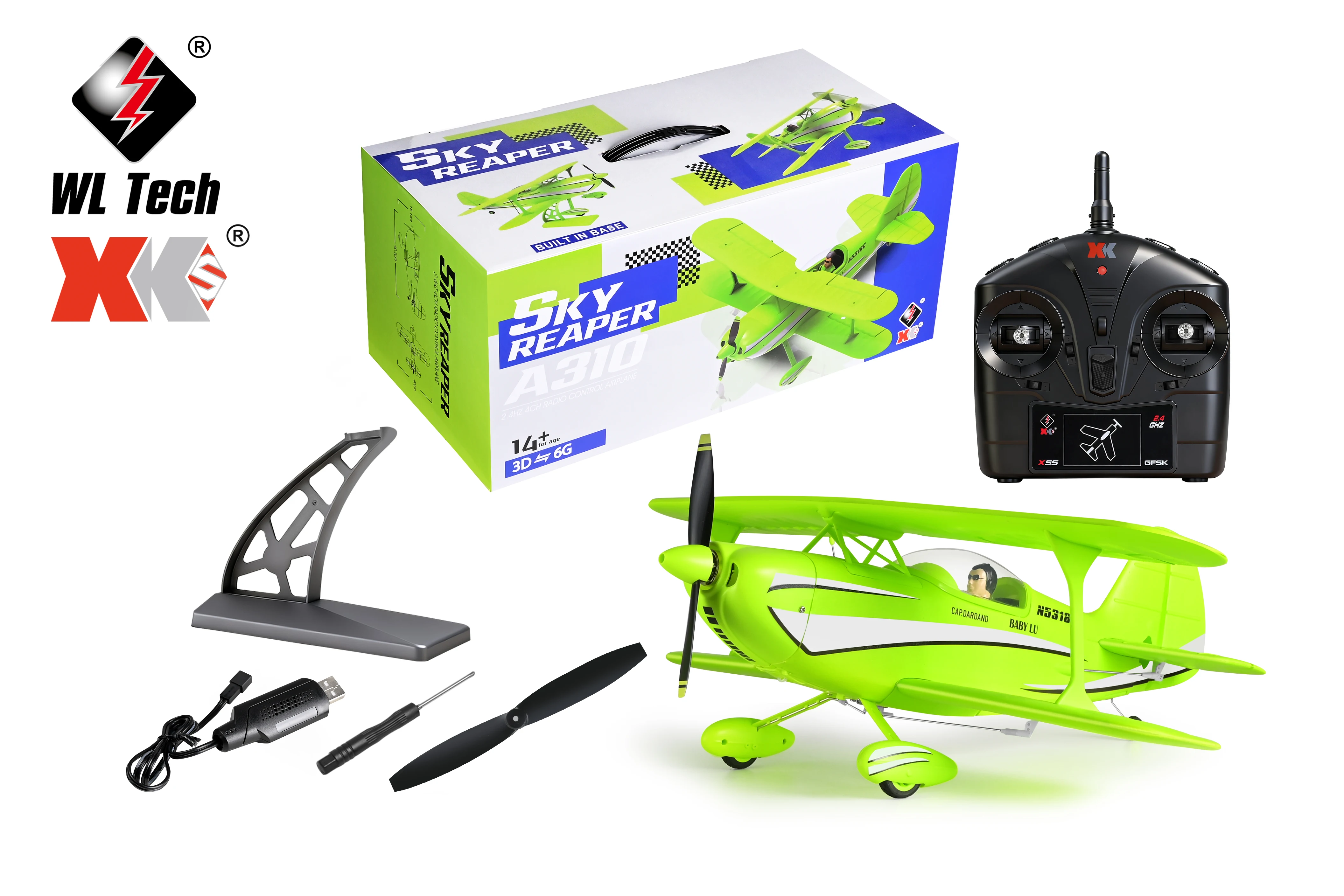 

WLtoys A310 4CH EPP Biplane RC Airplane 2.4G 3D/6G Mode Brushless Motor RTF for Beginner Adults 14+