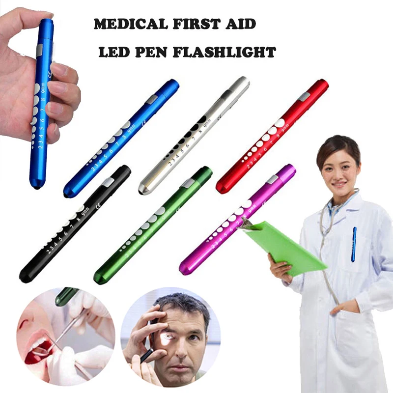 1PCS Pocket Medical Penlight Torch LED Pen Ear Light Flashlight with Eye Pupil Gauge for Doctor Nurse Emergency First Aid A3