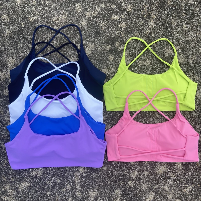 Cross Straps Sports Bra Women Gym Workout Crop Top Yoga Vest High Support Fitness Bralette Push Up Running Tight Soft Underwear