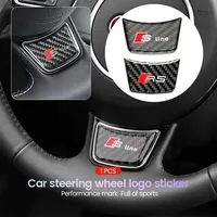 3D Carbon Fiber Black RS Logo S Line Emblem Car Steering Wheel Badge Sticker For audi S Line A1 A3 A4 A6 A7 Q3 Q5 Q7 RS3 RS4 RS5