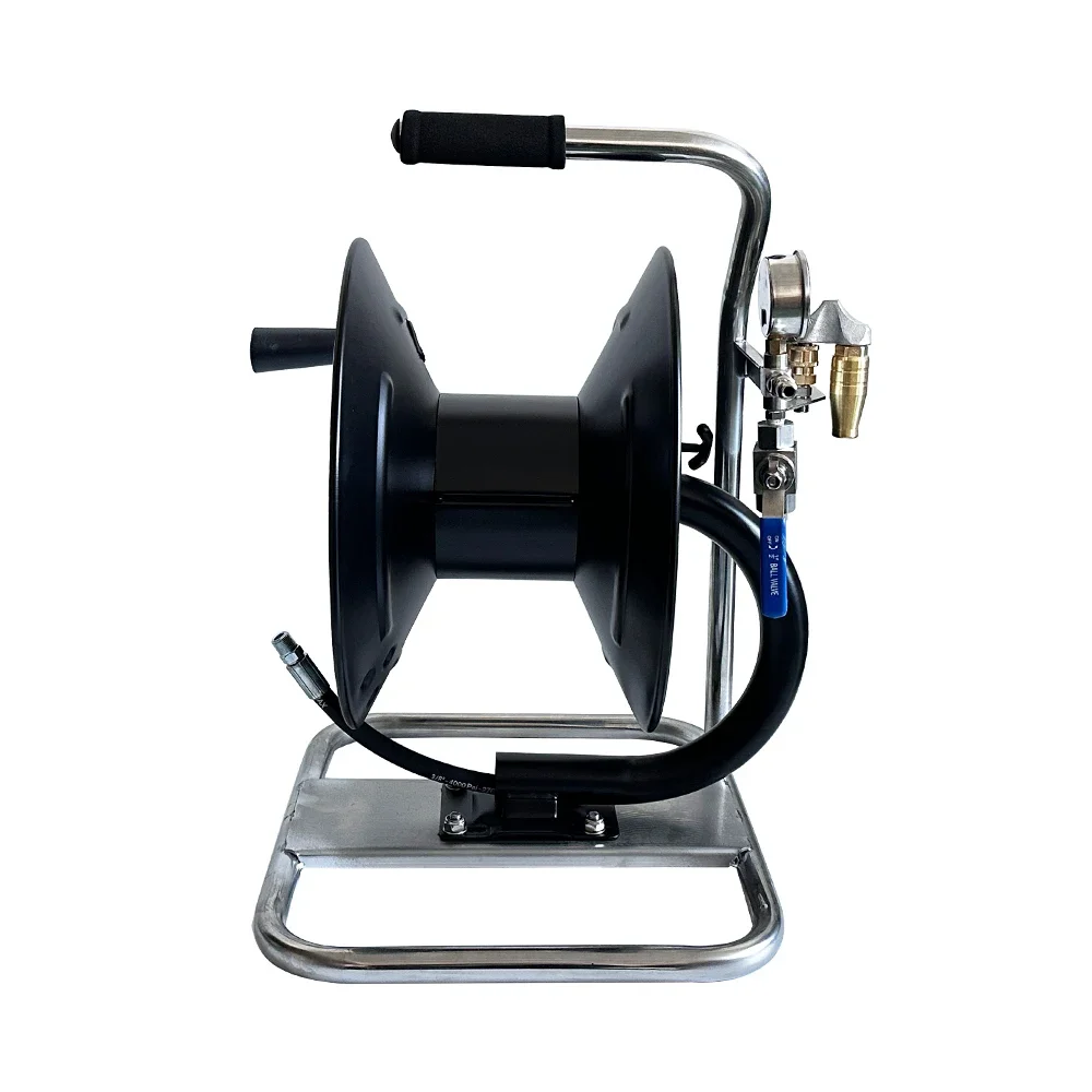 100FT Heavy Duty Industrial Pressure Washer Hose Reel 30m Car Wash Manual Pivoting Hose Reel With Sewer Nozzle