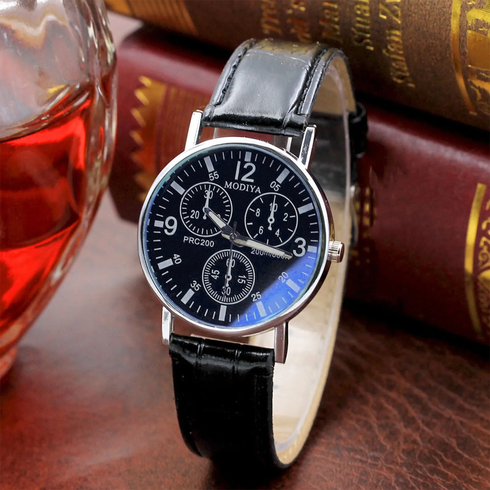 Fashion Men Watches Luxury Man Business Black Leather Quartz Wrist Watch For Men Casual Calendar Clock Relogio Masculino