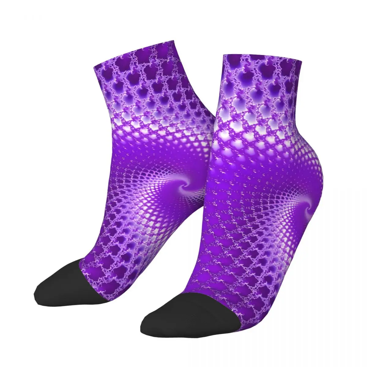 Funny Men's Ankle Socks Fractal Purple Spiral 3D Vortex Illusion Street Style Casual Crew Sock Gift Pattern Printed