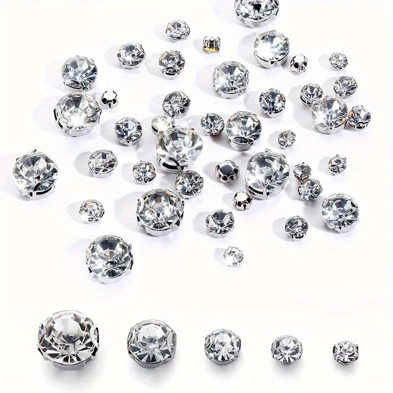 

3-10mm Silvery Flat Bottom Earring Claw Beads Sew On Rhinestones Glass Crystal For DIY Jewelry Making Crafts And Clother