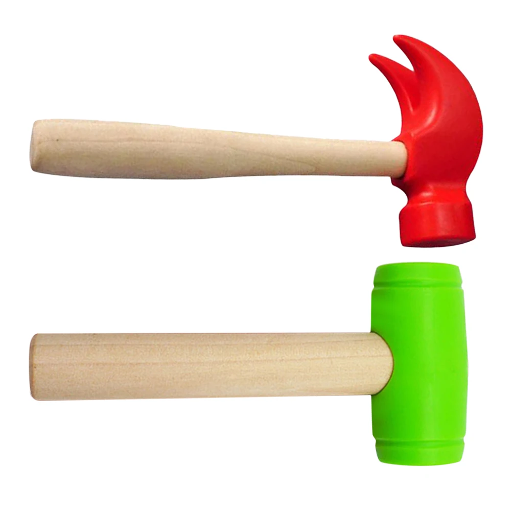 

2 Pcs Simulation Repair Tool Kids Pretend Tools Hammer Toy for Mallet Small Maintenance Wood Child