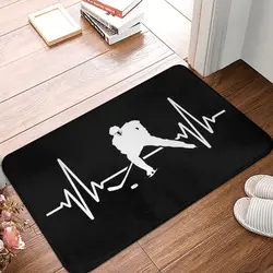 Ice Hockey Heartbeat, Hockey Heartbeat Non-slip Doormat Floor Mat Carpet Rug for Kitchen Entrance Home Bedroom Footpad Mats