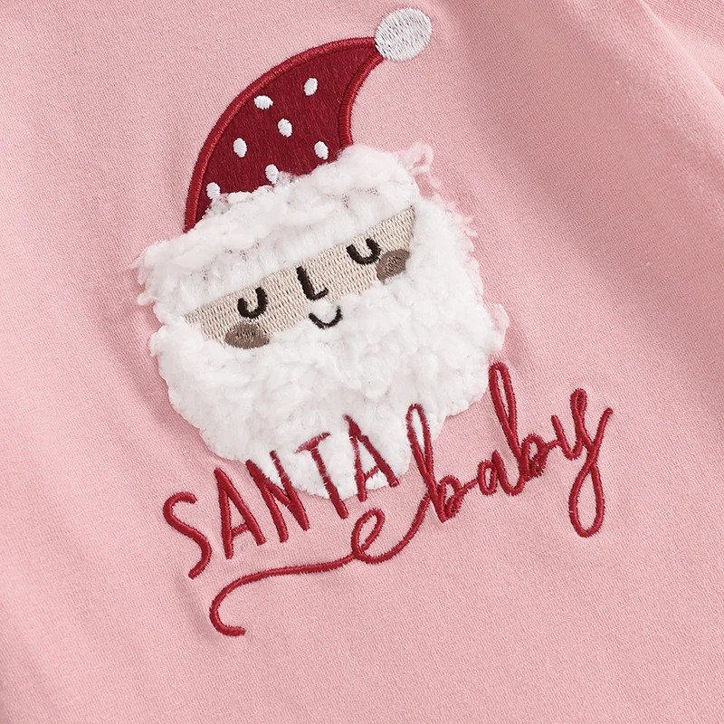 Baby Girl Christmas Set Santa Long Sleeve Romper Reindeer Snowflake Trousers Headband Outfits