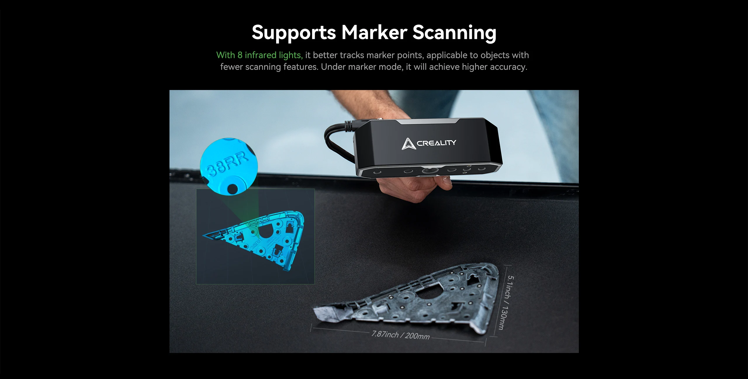 Creality CR Scan Otter 3D Handheld Scanner 0.02mm Accuracy Large Small 3D Scans Four-lens Stereo Vision 20fps Scanning 10-2000mm
