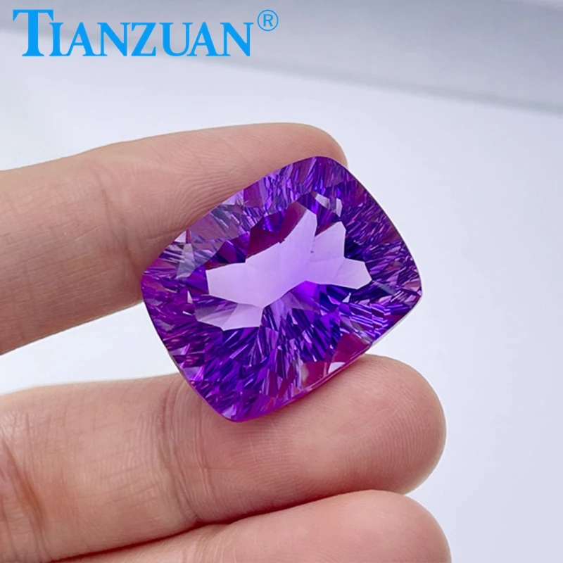 

38.55ct Natural Amethyst Intense Purple Color Antique Cushion Shape Brilliant Cut Loose Gem Stone with GRC Certified