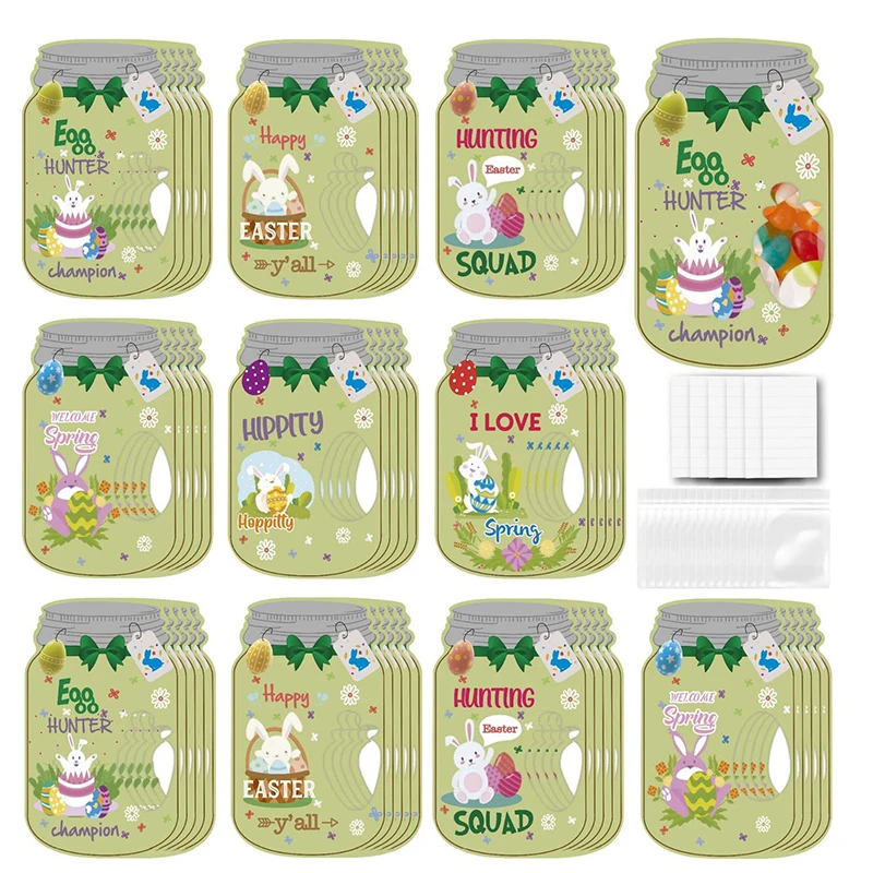 

24/48pcs Easter Gift Card Easter Candy Clip Card Mason Jar Easter Exchange Greeting Card Can Be Used As Easter Gifts