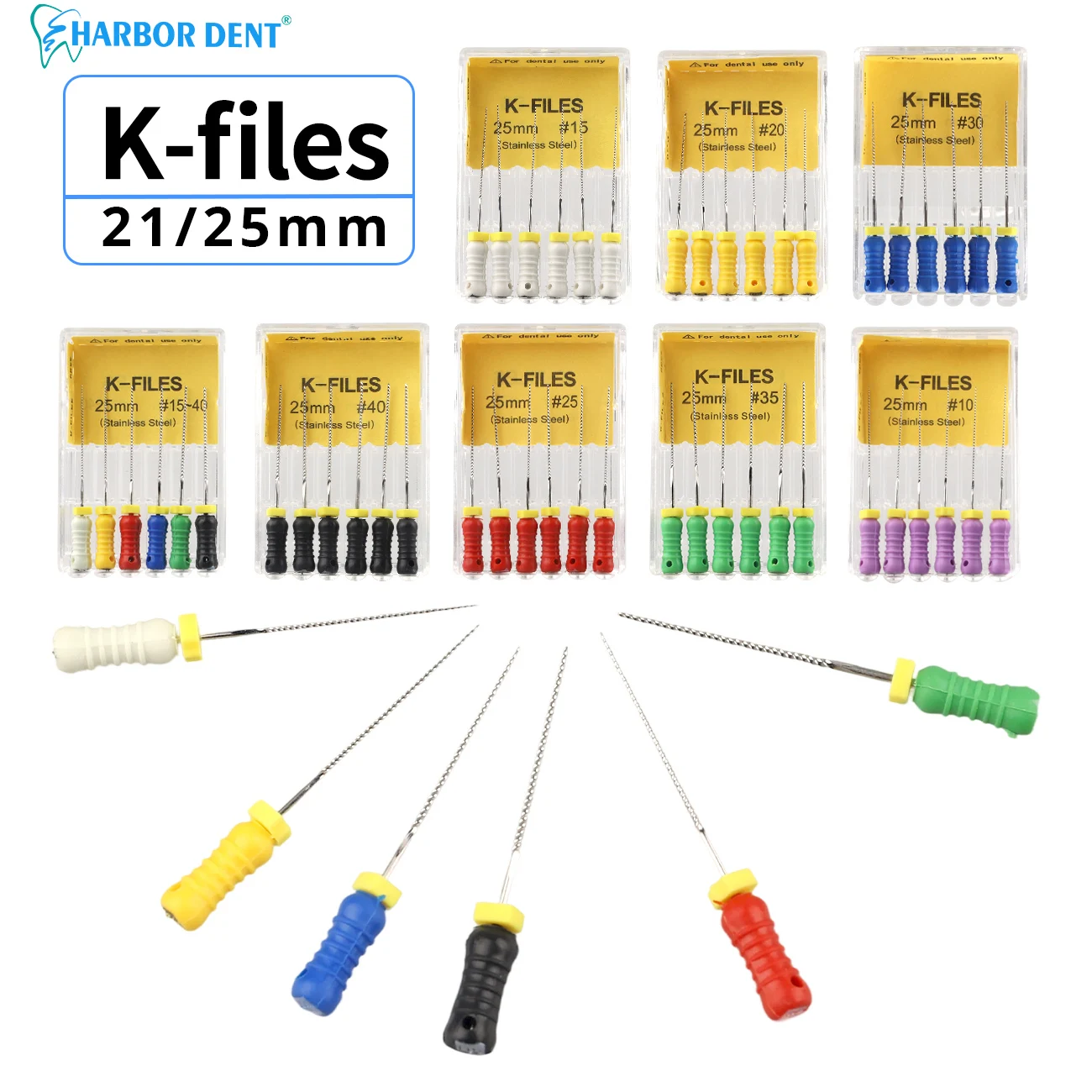 

6Pcs/Pack Dental Files Hand Use K-Files 21/25mm Stainless Steel Endodontic Root Canal Files Dentist Tools Instruments