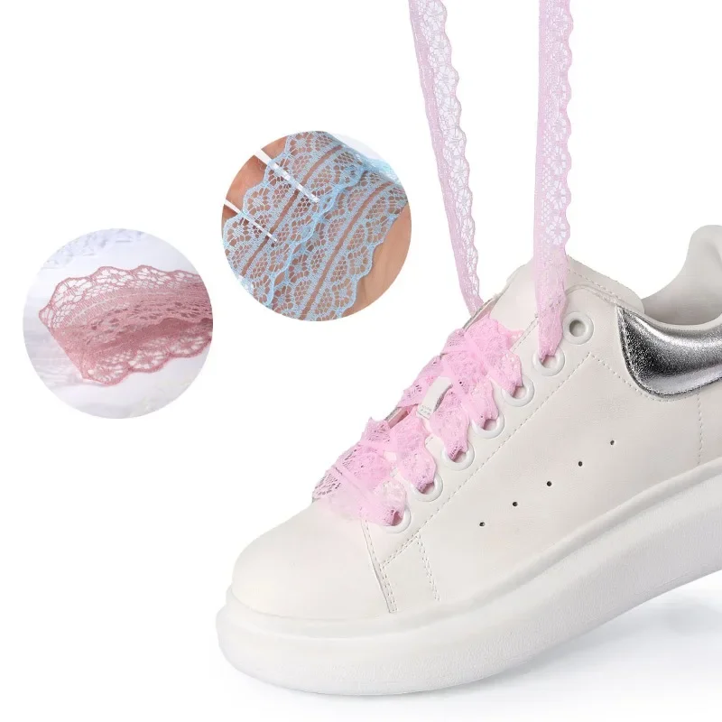 1Pair 2.9cm Width Flat Shoelaces Accessorices Lace Shoelace Sneakers Shoe Laces for Women Casual Shoes Hollow Out Shoe Laces
