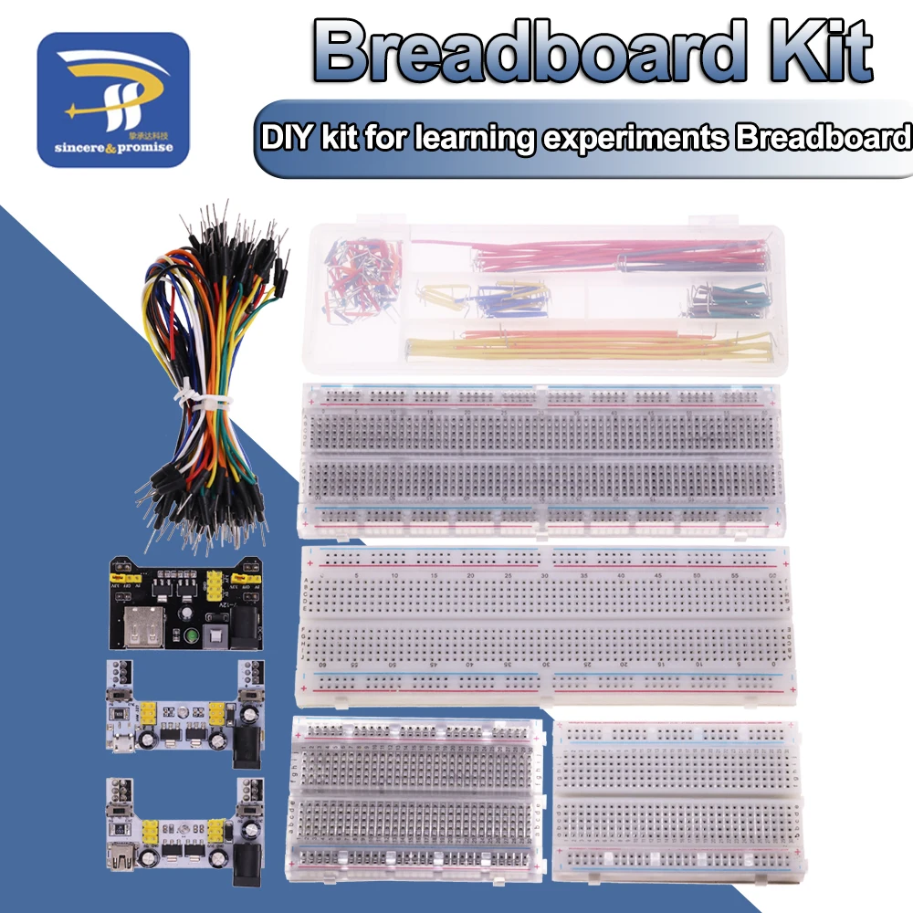 3.3V/5V MB-102 zasilanie płytki prototypowej moduł + 400 830 punktów Solderless Prototype zestaw do tworzenia płytek prototypowych + 65 elastyczny kabel mostkujący