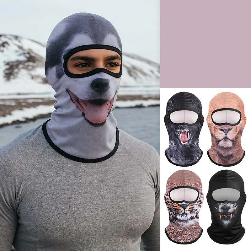 

Summer New Hats And Scarves One Riding Hood Animal Face Digital Printing Ice Silk Hooded Face Mask To Protect The Head And Face