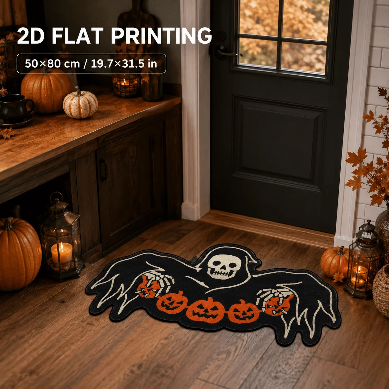 VIKAMA Halloween Carpet Bat-Shaped Scary Carpet Special Decor Doormat Carpet For Living Room Rug For Bedroom Bathroom Mat Home D