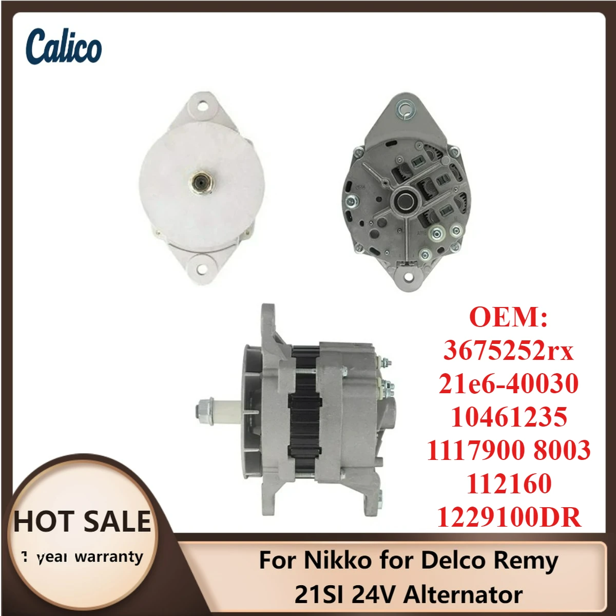 

Top Quality Is Suitable for Nikko for Delco Remy 21SI 24V Alternator 3675252rx 21e6-40030 10461235 1117900 8003 112160 1229100DR