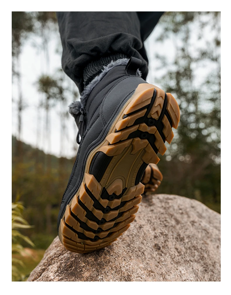 Winterstiefel für Damen und Herren, mit dickem Fleece-Futter, warm, knöchelhoch, mit seitlichem Reißverschluss, rutschfest, wasserdicht, für den Außenbereich, Winterschuhe. – Detail 4