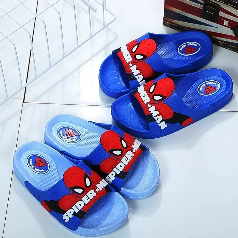 Disney Children\'s Slippers Summer Boys Indoor Bath Slippers Soft Sole Anti-skid Cartoon Spider-Man Boys Outside Beach Sandals