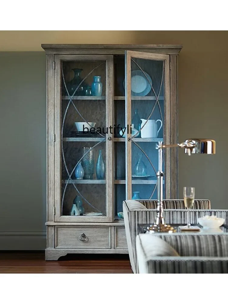 

Double-Door Bookcase Sideboard Wine Cabinet Storage Display Cabinet High Cabinet Small Apartment Living Room
