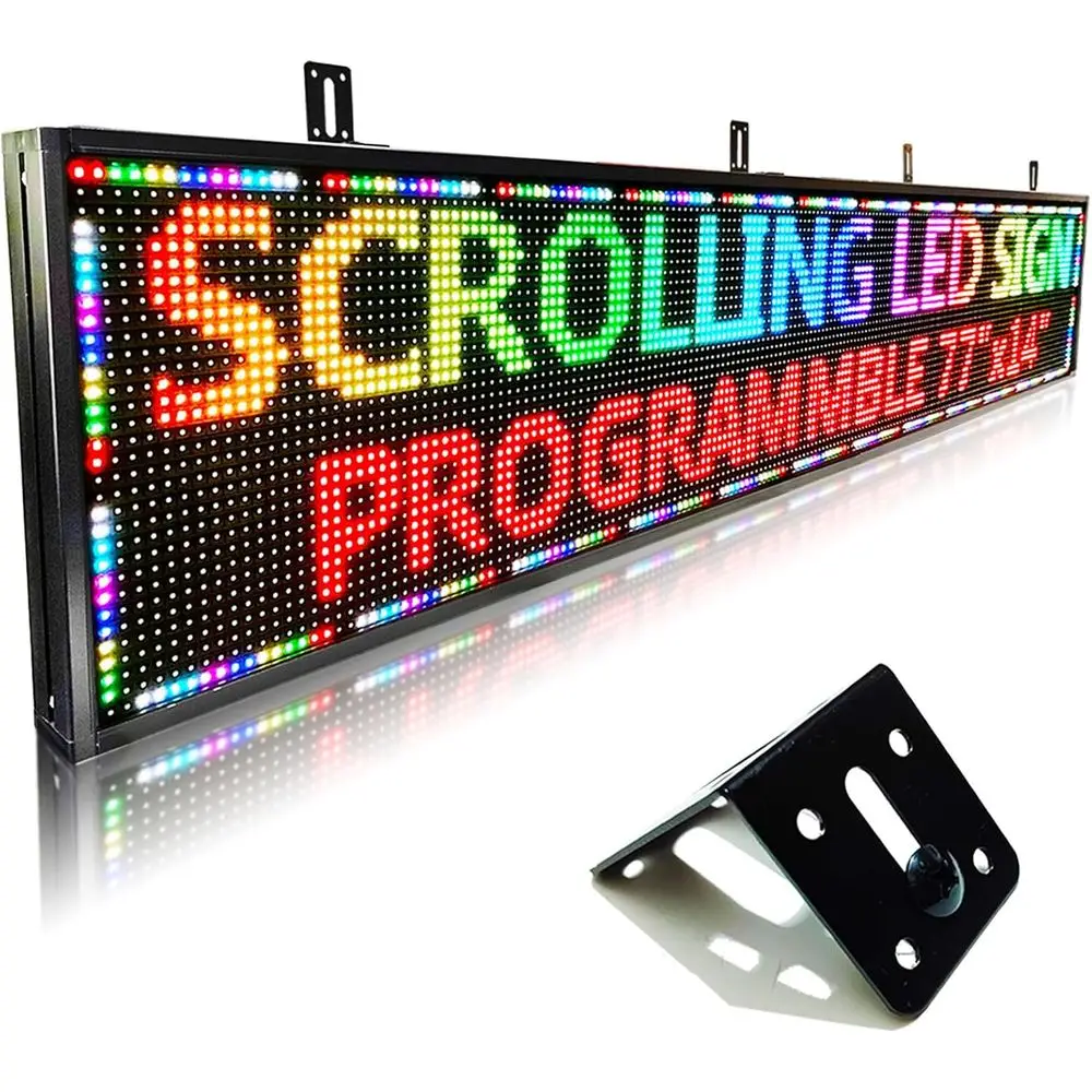 

HS Outdoor Progmable Led Sign P10 77’’x14’’ , Open Neon Signs , Digital Scrolling Eic Mage Display Sn Light Board, Custom Text H