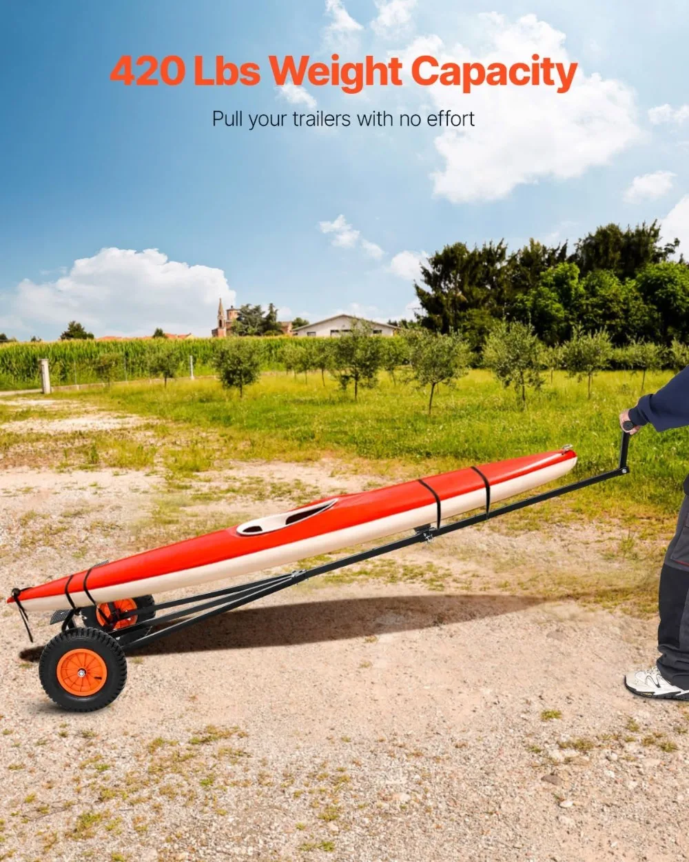 

420lbs Boat Trailer Dolly, Adjustable Length with 15.7in Pneumatic Tires for Kayak Motorboat Fishing Boat