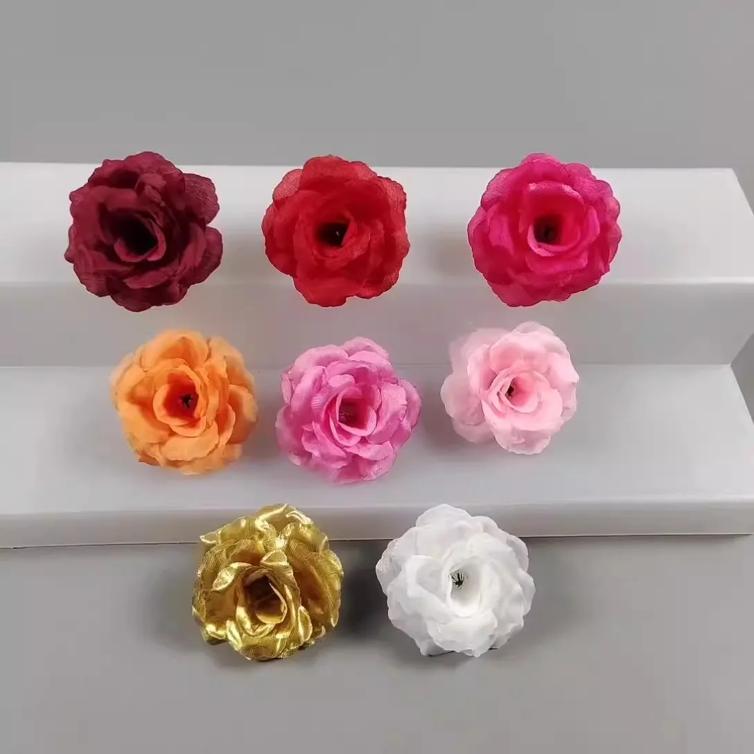 Artificial Silk Fabric Rose Flower Heads, Wedding Wall Arch, Party Home Decoration, DIY Hat Accessories, 10 Colors, 6cm, 300Pcs