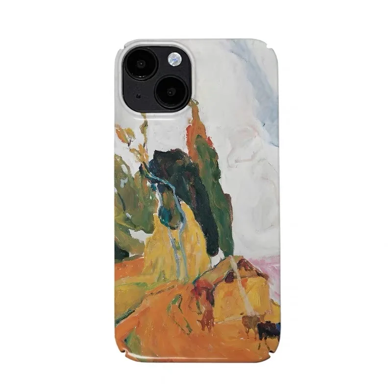 حافظة هاتف فنية على شكل زيت جرافيتي أصفر لهاتف آيفون 17 Air 16E 15 PROMAX 14 Plus 13 12 MINI 11 16Plus XR غطاء هاتف أكريليك #1