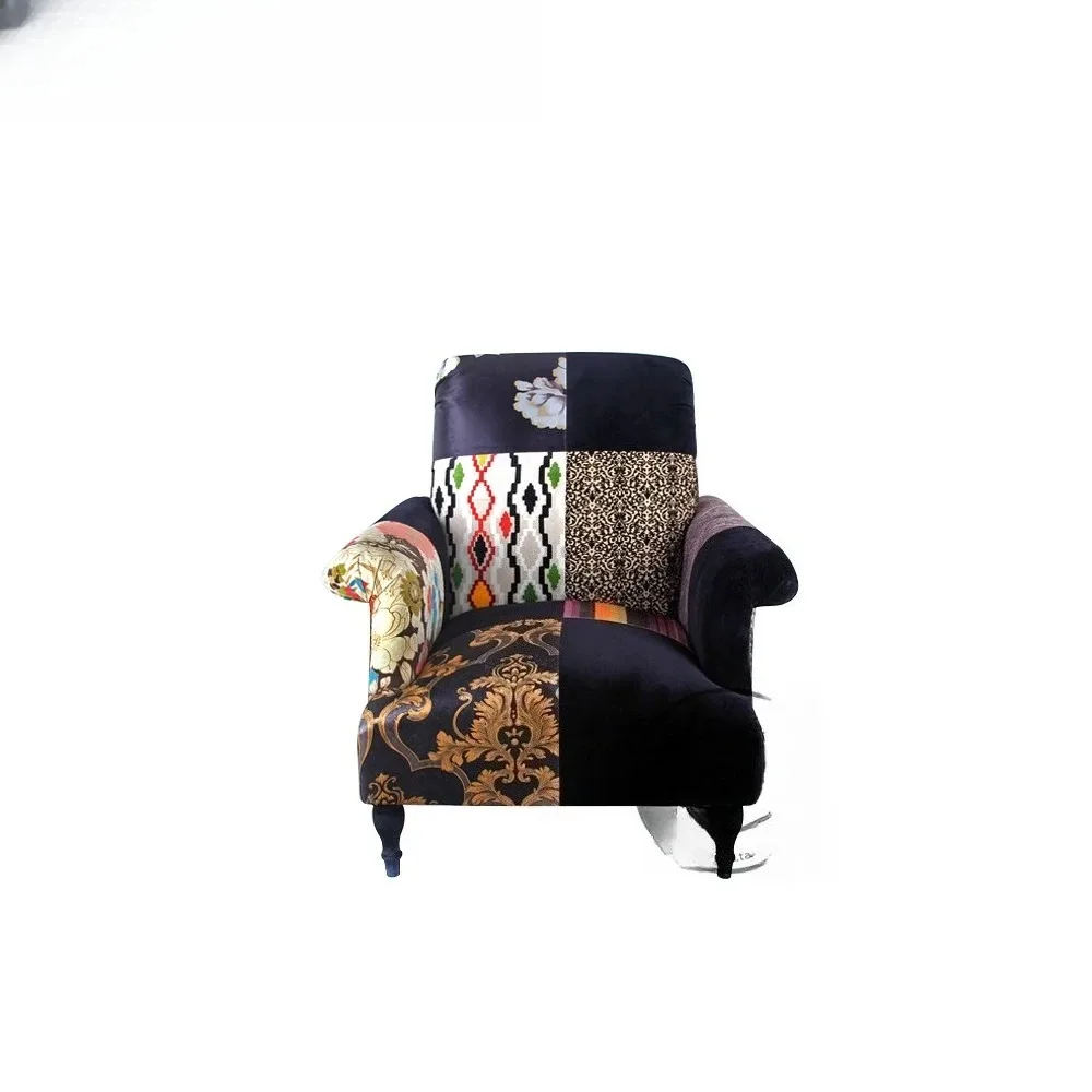 

European modern simple fabric patchwork sofa, living room single lazy sofa