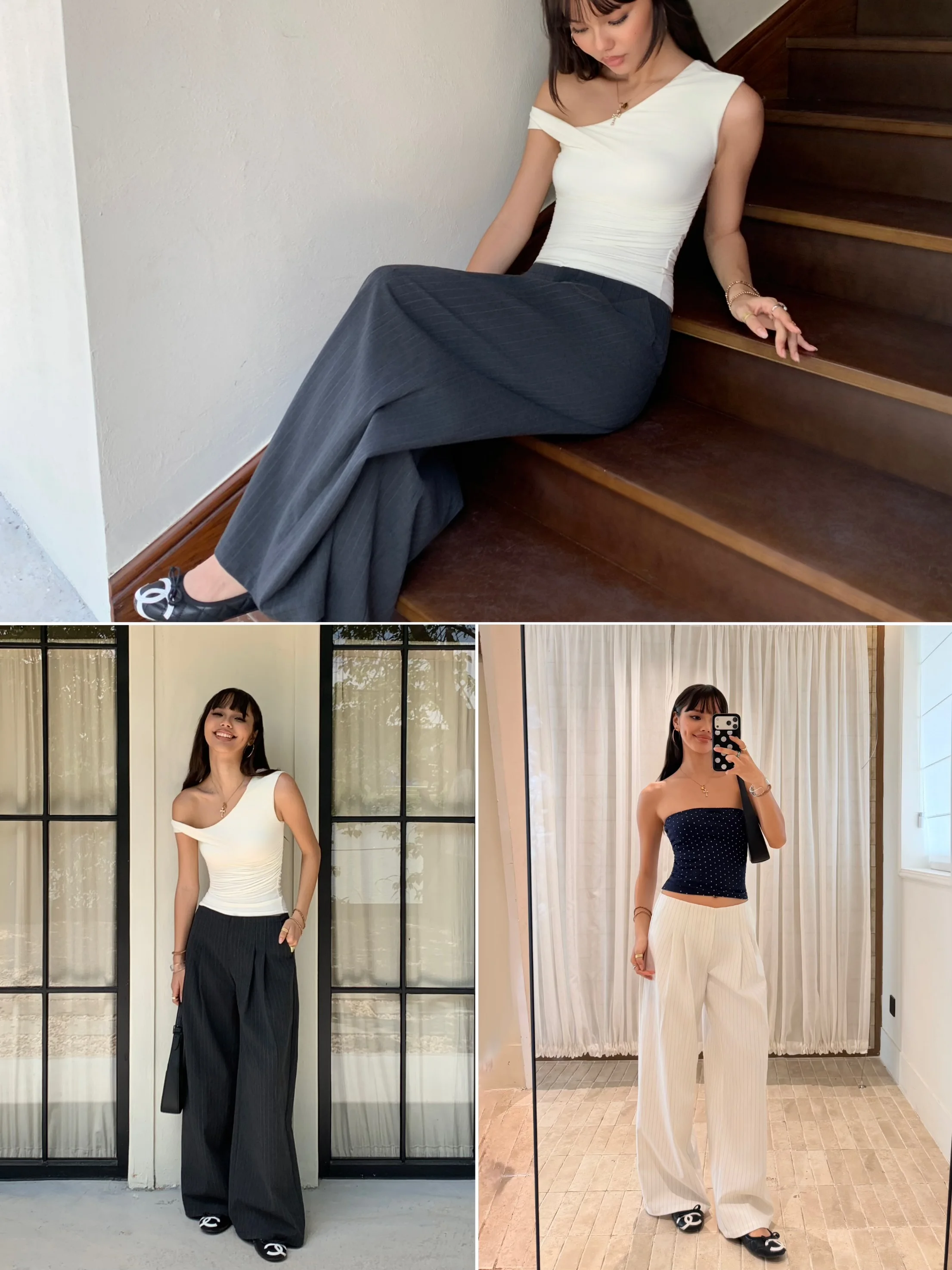 Audwyn Wide Leg Suit Pants Loose Drapey Casual Vintage Striped  Old Money Straight Leg Slimming Casual Pants