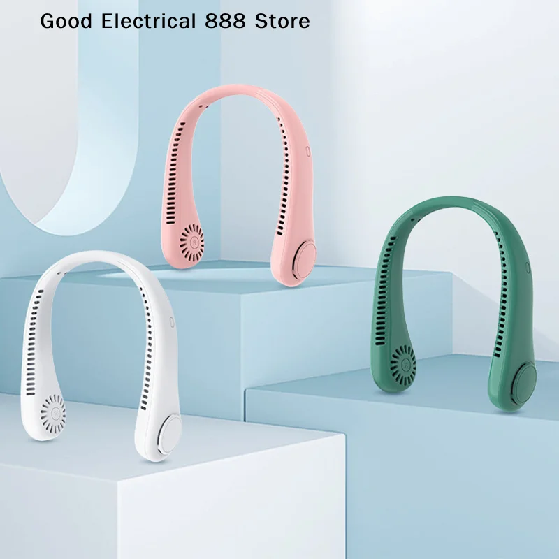 【G】Neck Fan 360° Cooling Bladeless USB Rechargeable 4000mAh Portable Hanging Fan LED Display 3 Speed Quiet Personal Wearable Fan