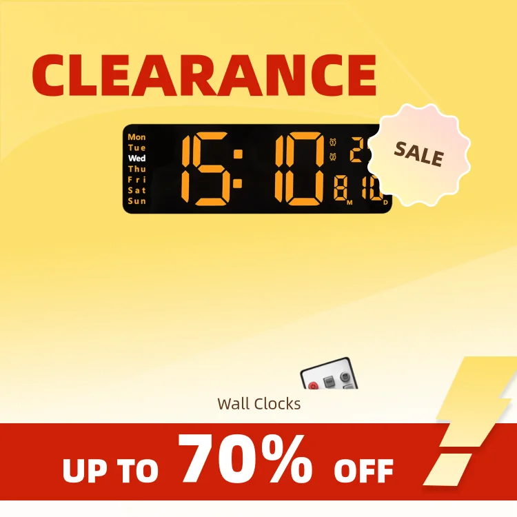 Clearance_Big Digital LED Wall Alarm Clock with Calendar and Temperature Display for Bedroom Living Room Table Desktop Decoratio