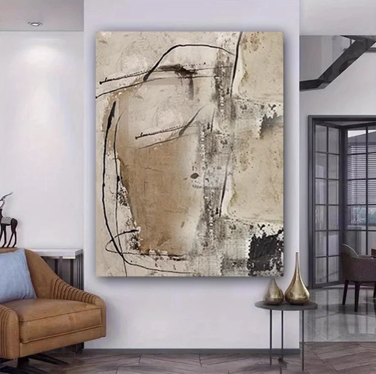 Grey  Abstract Hand Painted Painting Neutral Textured Wall Art Wabi Sabi Large   Texture Painting Boho Wall Decor