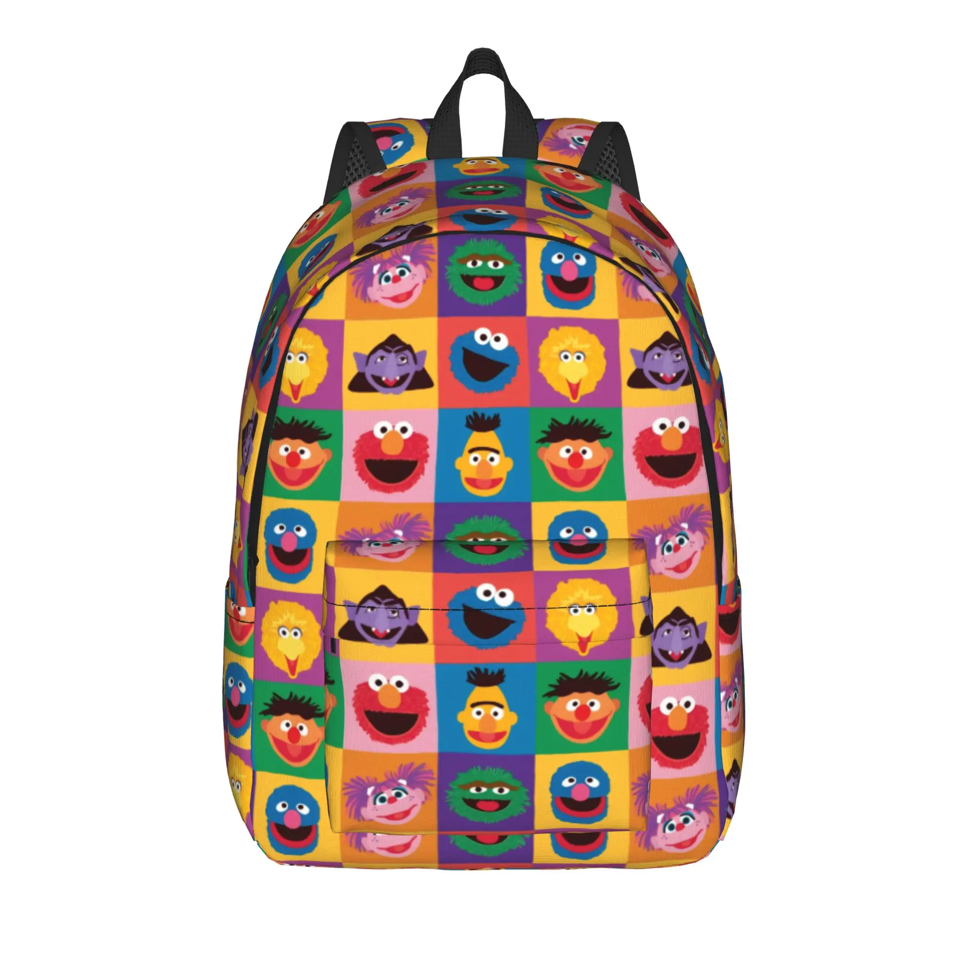 Sesames Streets Lässiger Rucksack, Sport, High School, Business, Kawaii, Tagesrucksack für Männer und Frauen, Laptop, Computer, Canvas-Taschen