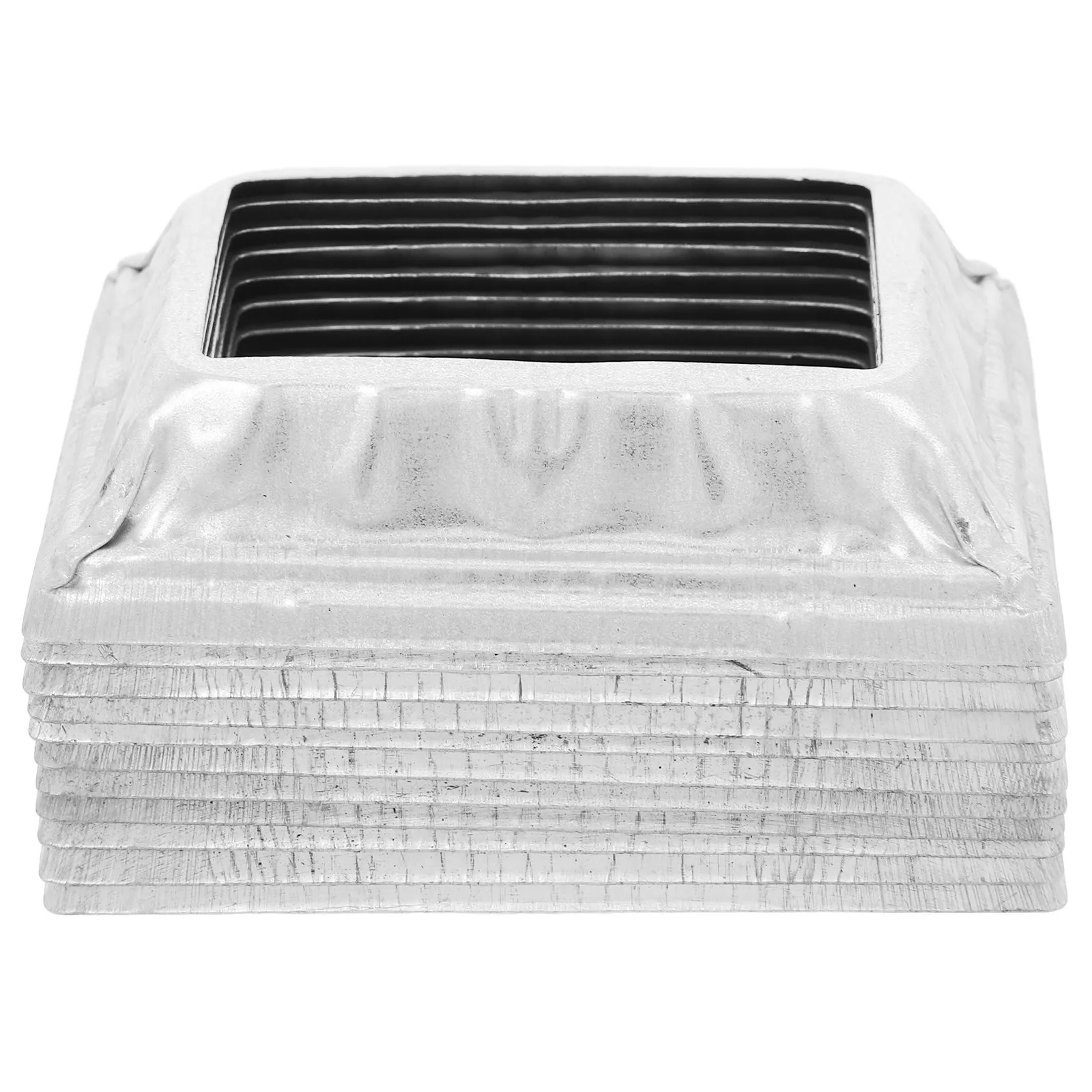 10Pcs Rectangle Metal Railing Base Cover Stamped Floral Edge Elegant Post Skirt Trim for Balcony Stair Iron Column Support