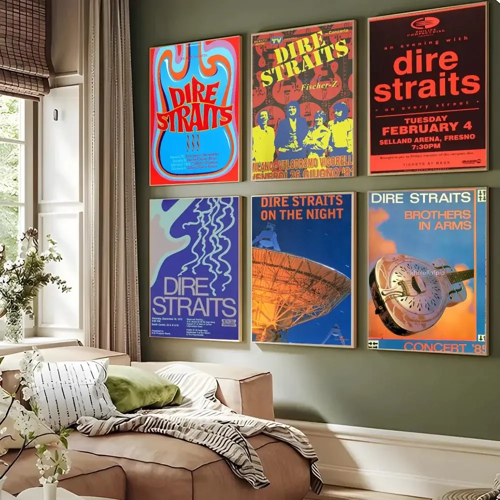 Band Dire Straits Poster Waterproof Sticky Wall Art Print For Bedroom Living Room Hallway Bar Home Decor