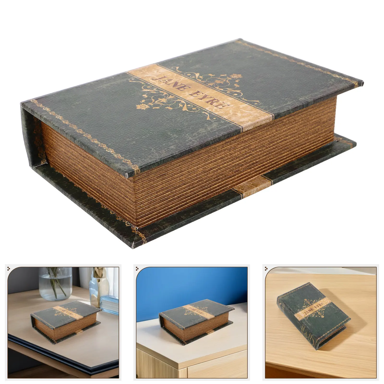 Image of 11,81 Zoll Buchförmige Aufbewahrungsbox im Vintage-Stil, Deko-Buch mit Geheimfach, Retro Schreibtisch-Deko