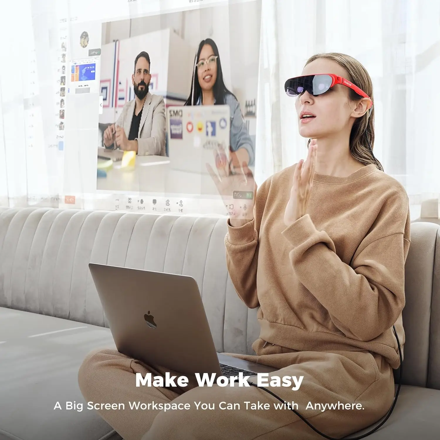 Rokid Air 3D ARแว่นตาพับVRสมาร์ทแว่นตา 120 นิ้วหน้าจอ 1080P OLED Dual Displayเกมหน้าแรกดูอุปกรณ์